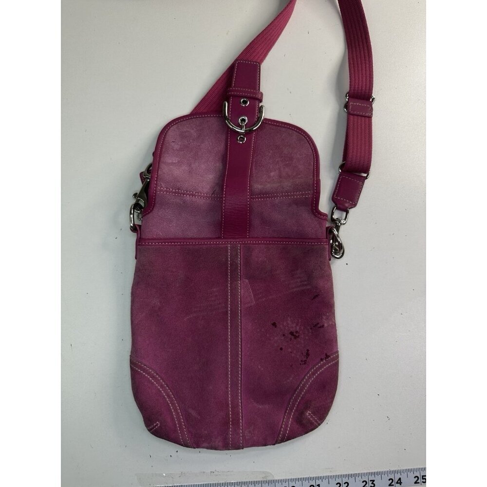 WORN - Coach Soho Bag Pink Suede Crossbody Y2K Vintage - Picture 9 of 12